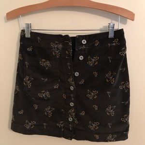 Free People Wrap Mini Skirt Brown with Marigold Yellow Floral Print Size 0